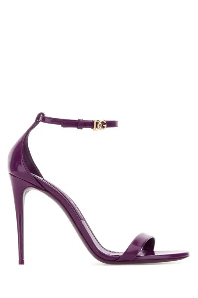 Dolce & Gabbana Women Purple Leather Keira Sandals