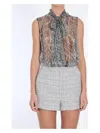 Dolce & Gabbana Pussy Bow Top With Fur Print In Grey