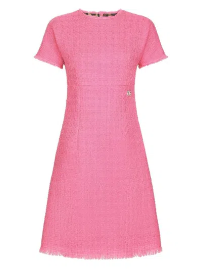 DOLCE & GABBANA WOMEN'S RACHEL TWEED DRESS WITH DG LOGO