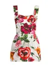Dolce & Gabbana Floral Poplin Bustier Mini Dress In White