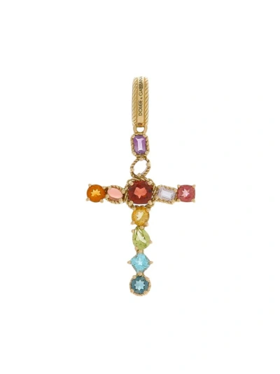 Dolce & Gabbana Women's Rainbow 18k Yellow Gold & Multi-gemstone Cross Pendant