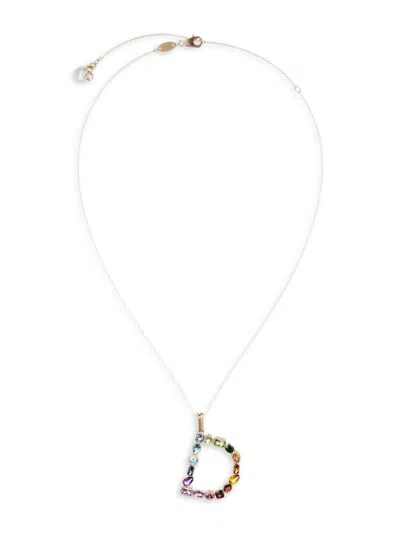 Dolce & Gabbana Women's Rainbow Alphabet 18k Gold & Gemstone Initial Pendant Necklace In Multi