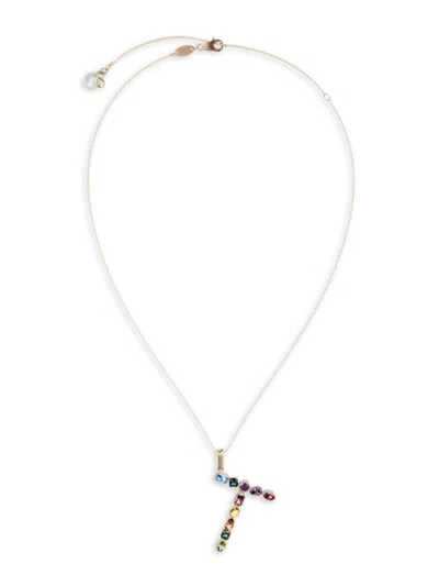 Dolce & Gabbana Women's Rainbow Alphabet 18k Gold & Gemstone Initial Pendant Necklace In Multi