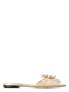 Dolce & Gabbana Crystal Lace Flat Sandals With Floral Pattern In Golden