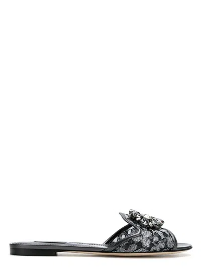 DOLCE & GABBANA WOMEN'S RAINBOW FLAT LACE SANDALS
