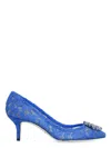 Dolce & Gabbana Lace Rainbow Pumps With Brooch Detailing In Blue