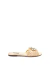 Dolce & Gabbana Crystal Lace Flat Sandals With Floral Pattern In Multicolor