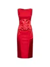 Dolce & Gabbana Women Red Satin And Cady Midi Dress In Red