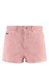 Dolce & Gabbana Regular Rise Flared Denim Shorts Clothing In Pink & Purple
