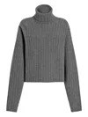Dolce & Gabbana Cropped Ribbed Turtleneck Sweater Long Sleeves In Gray