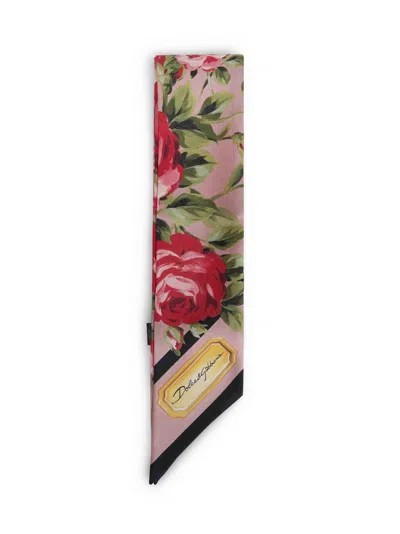 Dolce & Gabbana Women Rose Bouquet Print Silk Twill Bandeau In Multi