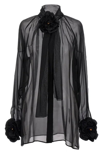 Dolce & Gabbana Rose Chiffon Shirt Shirt And Blouse Black