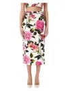 Dolce & Gabbana Rose-print Cotton-blend Midi Skirt In White Rose Print
