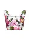 Dolce & Gabbana Women Rose Print Cotton Top In Multi