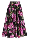 Dolce & Gabbana Cotton Calf-length Circle Skirt With Peony Print In Hn5kr