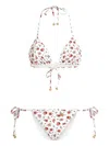 Dolce & Gabbana Small Rose-print Triangle Bikini In White