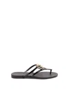Dolce & Gabbana Women Black Thong Sandals With Logo Plaque On The Front In Rubber Woman In Multi