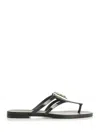 Dolce & Gabbana Women Black Thong Sandals With Logo Plaque On The Front In Rubber Woman In Black