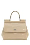 Dolce & Gabbana Women Sand Leather Small Sicily Handbag In Brown