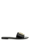 Dolce & Gabbana Logo-plaque Leather Slides In Black