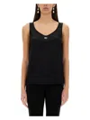 Dolce & Gabbana Satin Camisole Top With Logo In Black