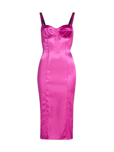 Dolce & Gabbana Women's Satin Corset Midi-dress In Pink