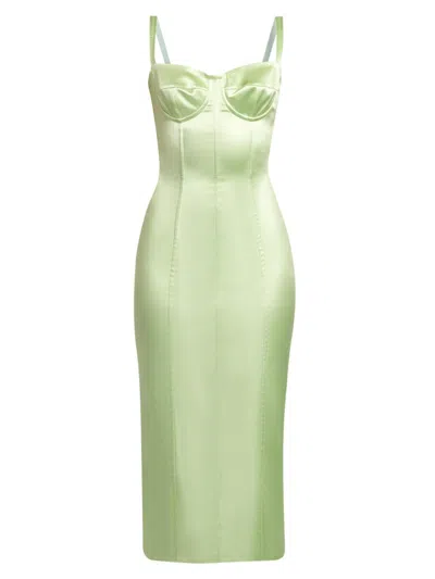 Dolce & Gabbana Women's Satin Corseted Midi-dress In Green