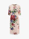 Dolce & Gabbana Women Satin Dress With Iconic Floral Print In Neutral