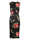 Dolce & Gabbana Women Black Dress With All-over Floral Print In Silk Woman In Black