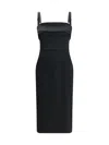 Dolce & Gabbana Satin Sleeveless Sheath Midi Dress In Black