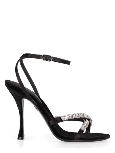 DOLCE & GABBANA WOMEN'S SATIN SANDAL WITH STONES