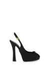 Dolce & Gabbana Satin Slingback Platform Shoes In Black