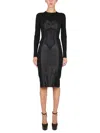 Dolce & Gabbana Lace Insert Viscose Blend Dress In Black