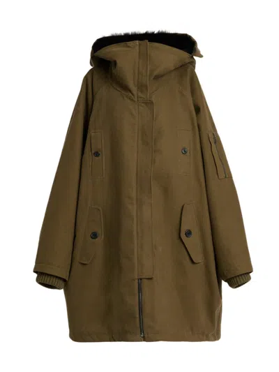 Dolce & Gabbana Lamb Shearling Lined Oversized Hooded Bomber Jacket In Multi