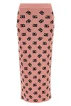 Dolce & Gabbana High-waist Sheath Skirt With Dg Jacquard Logo In Pink