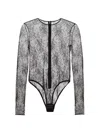 Dolce & Gabbana Women Black Bodysuit With All-over Floral Embroidery And Semi-sheer Design In Stretc In Gray
