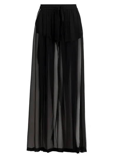 Dolce & Gabbana Black Chiffon Pants With High Waist And Pleated Details For Women