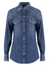 Dolce & Gabbana Denim Shirt With Chest Pockets And Contrast Stitching In Denim