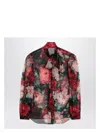 Dolce & Gabbana Shirt With Bow In Chiffon With Floral Print In Multicolor