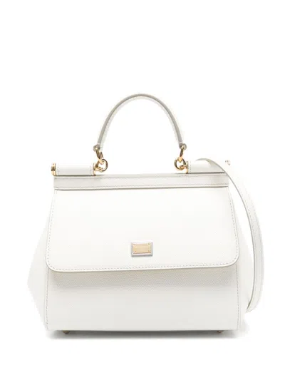 Dolce & Gabbana Women Sicily Medium Leather Handbag In White