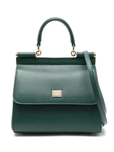 Dolce & Gabbana Women Sicily Medium Leather Handbag In Green