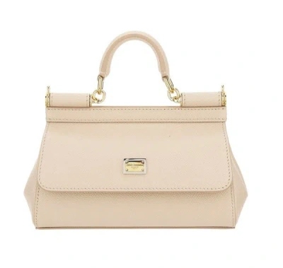 Dolce & Gabbana Small Sicily Dauphine Leather Bag In Pink