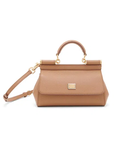 Dolce & Gabbana Women's Sicily Mini Leather Top Handle Bag In Brown