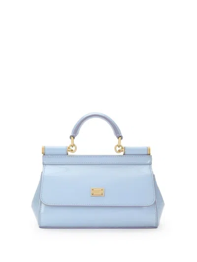 Dolce & Gabbana Light Blue Sicily Patent Small Satchel Bag