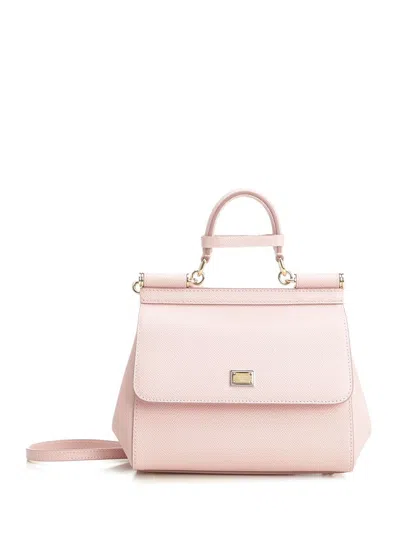 Dolce & Gabbana Sicily Pink Small Handbag With Adjustable And Removable Shoulder Strap And Logo Plaque On The Front 