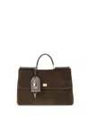 Dolce & Gabbana Suede Tote Bag With Padlock Embellishment Called My Sicily In Brown