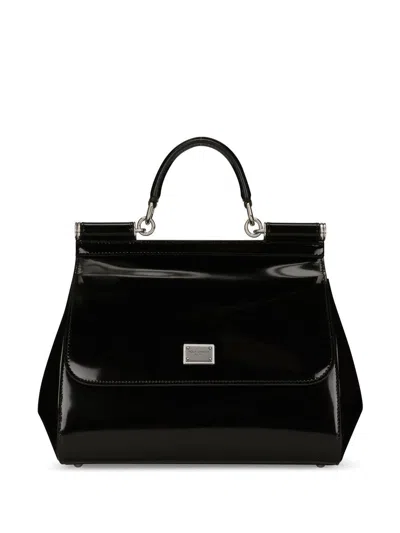 Dolce & Gabbana Women Sicly Large Shiny Leather Handbag In Multi