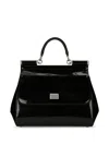 Dolce & Gabbana Women Sicly Large Shiny Leather Handbag In Black