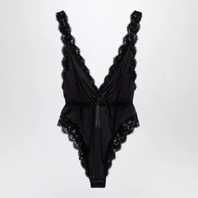 Dolce & Gabbana Black Silk Lace Trim Lingerie Camisole