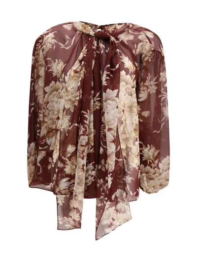Dolce & Gabbana Women Silk Chiffon Floral Shirt In Multi